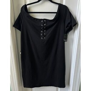 Torrid Mini Foxy Lace Up Black Dress Witchy Whimsigoth Dark Fairy Size 3X NEW
